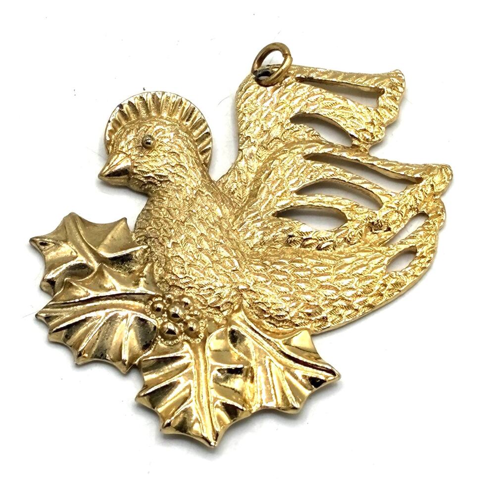 Signed Gerry’s Vintage Gold Tone Bird Pendant Textured Figural 2x3”
